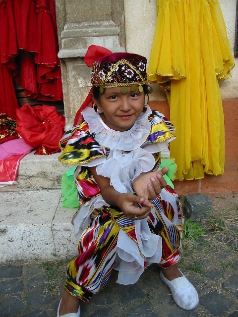 Just about the smallest participant! A colourful group from Kazakhstan.